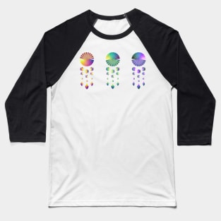 Dream Catchers | Sunset Peacock Nebula Red Yellow Green Blue Pink White Baseball T-Shirt